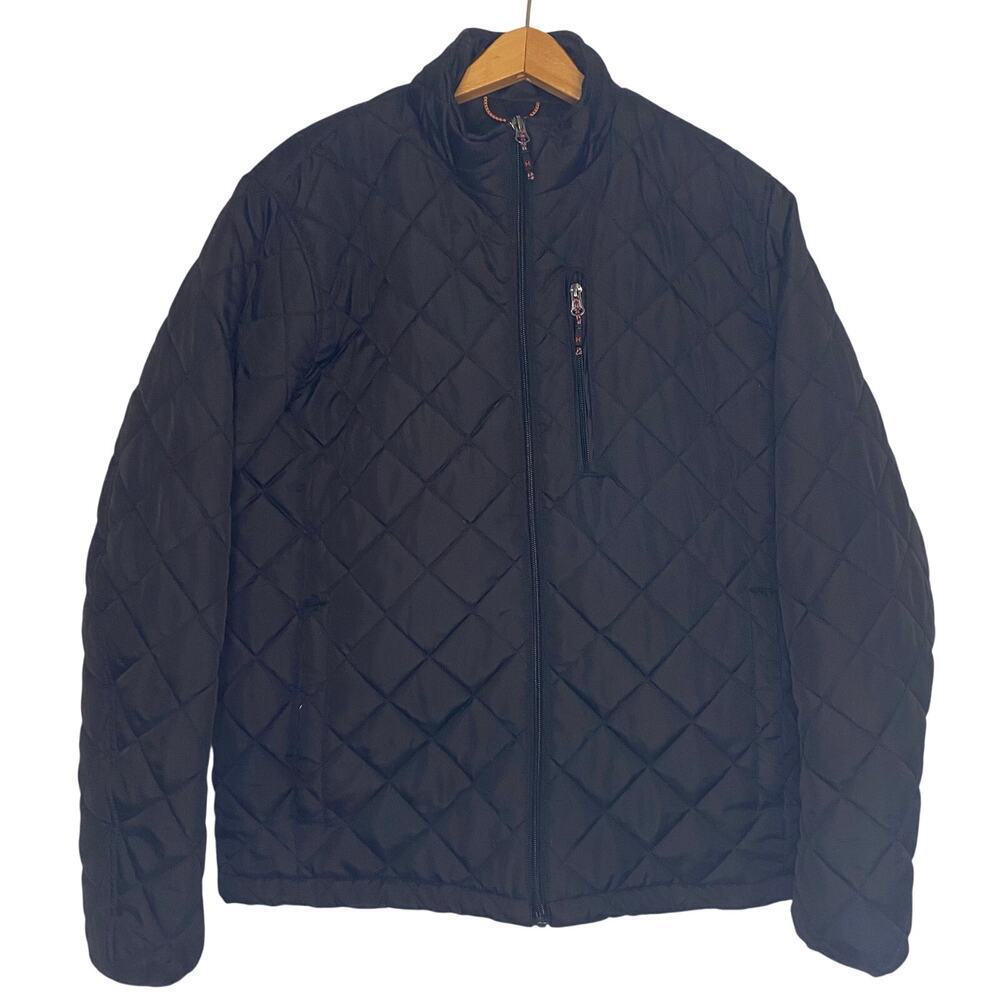 Hawke and Co Mens Quilted Heritage Black Jacket Coat Medium Lightweight Hiking‎